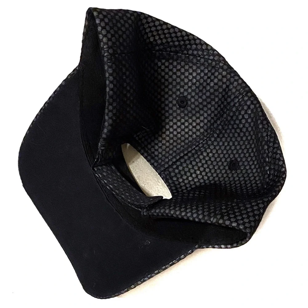 NEW Port Authority Strapback Hat Black PDQ Chicken Logo Mesh Ball Cap Trucker